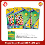 Photo Glossy Paper / Kertas Foto Mengkilap Ekonomis K&C A4 210 gsm Isi 20 Lbr