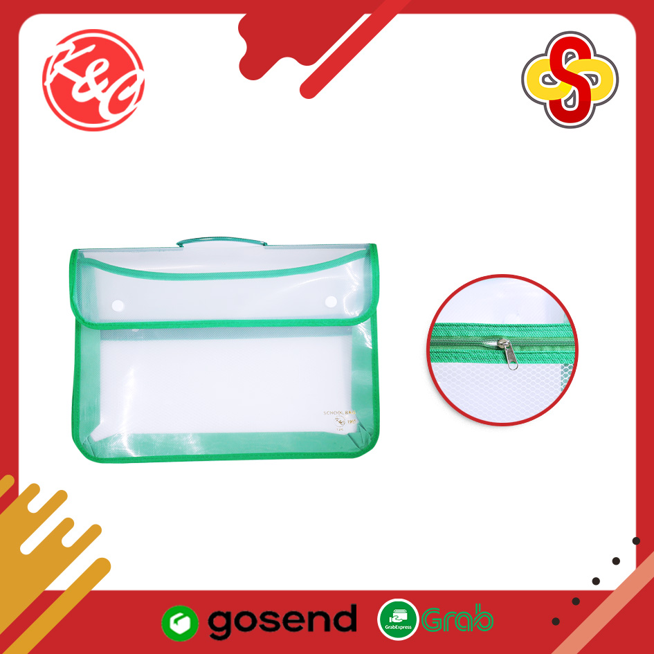 School Bag / Tas Map Plastik 2 Kancing + Jala K&C Folio (F4) - Image 2